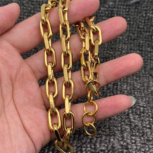 18K Gold Plated Stainless Steel Thick Chain Necklace - FGS