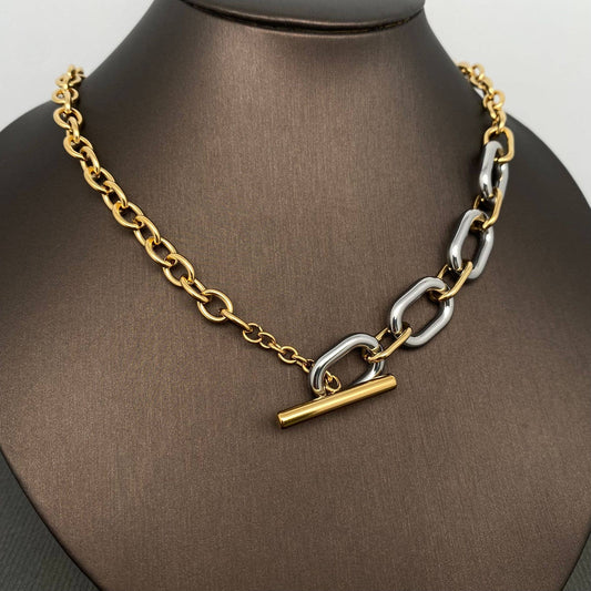 Two Tone 18K Gold Plated S.Steel Chain Necklace - FGS