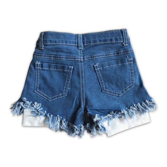 Stars stripe pockets girls 4th of july denim shorts