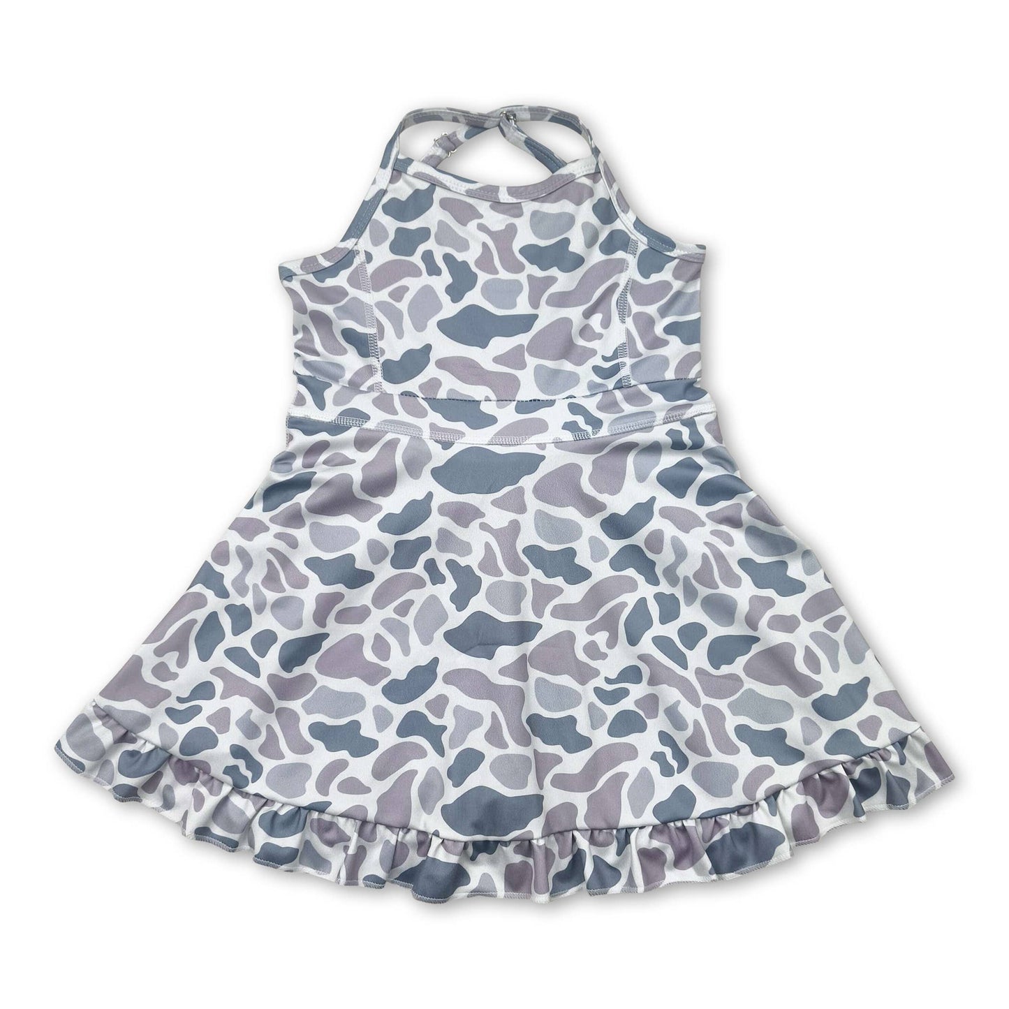Deer duck camo straps ruffle girls athletic dress