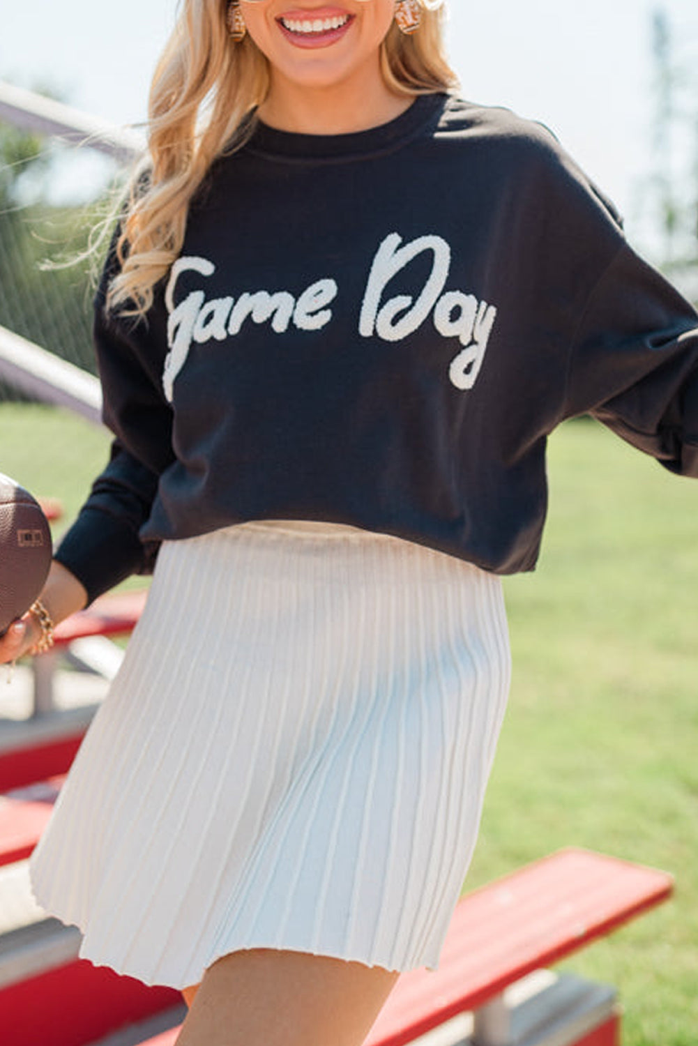 Black Chenille Game Day Graphic Sweatshirt