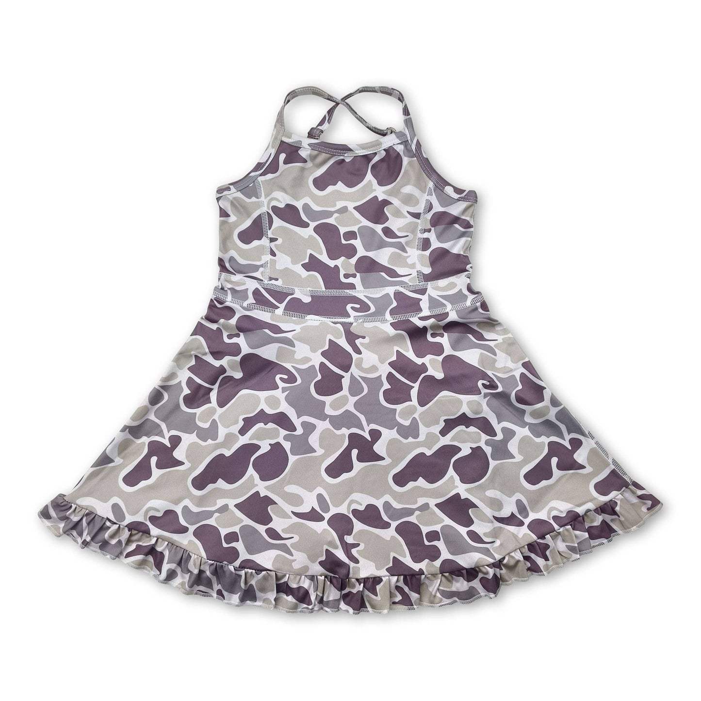 Deer duck camo straps ruffle girls athletic dress