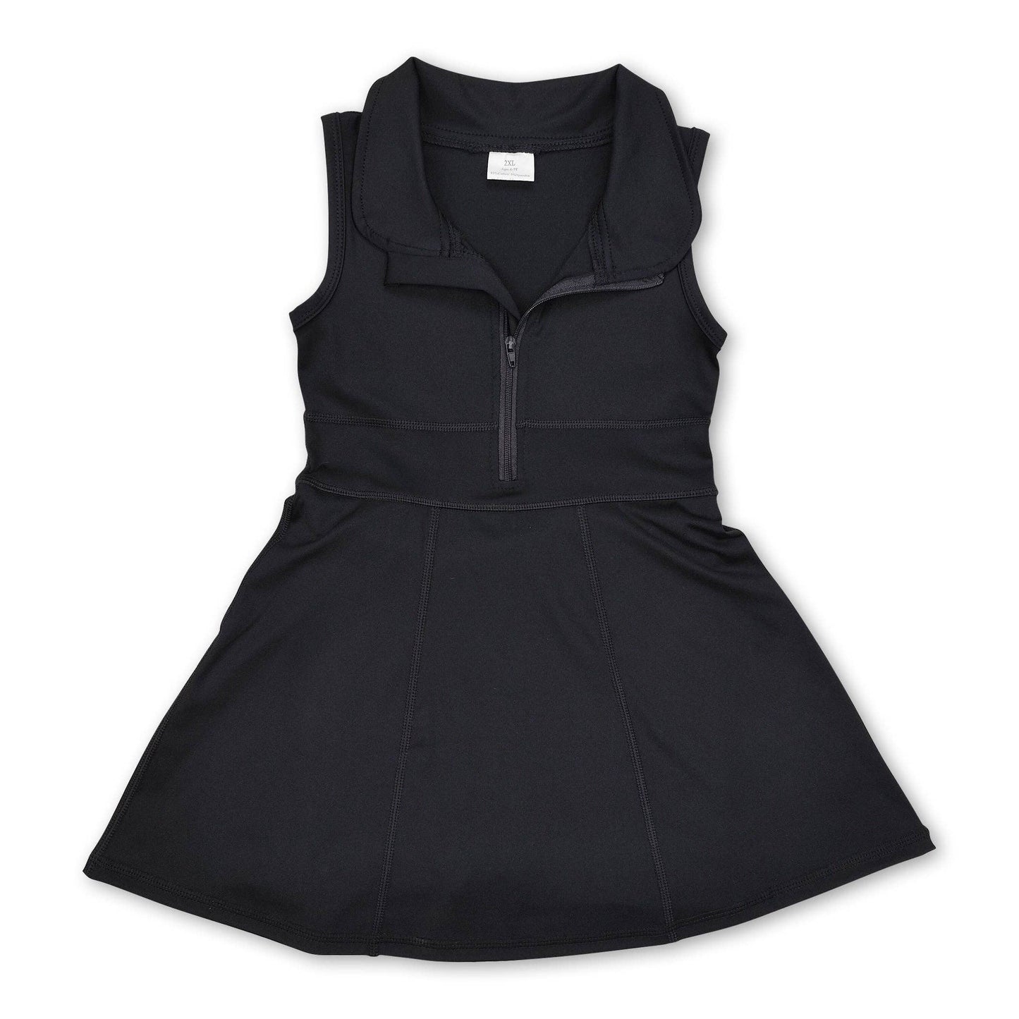 Blue sleeveless zipper athletic dress with shorts