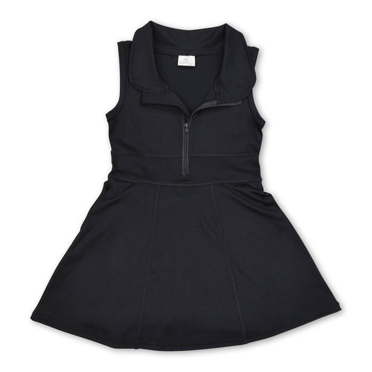 Blue sleeveless zipper athletic dress with shorts