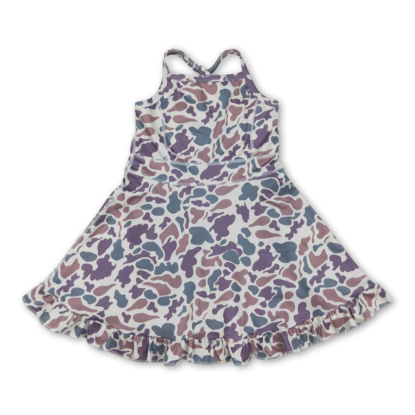 Deer duck camo straps ruffle girls athletic dress