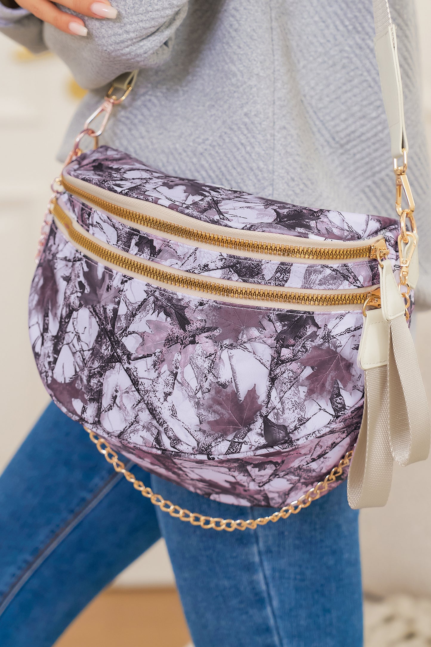 Double Zip Fashion Crossbody Bag