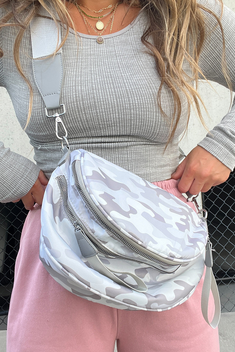 Double Zip Fashion Crossbody Bag