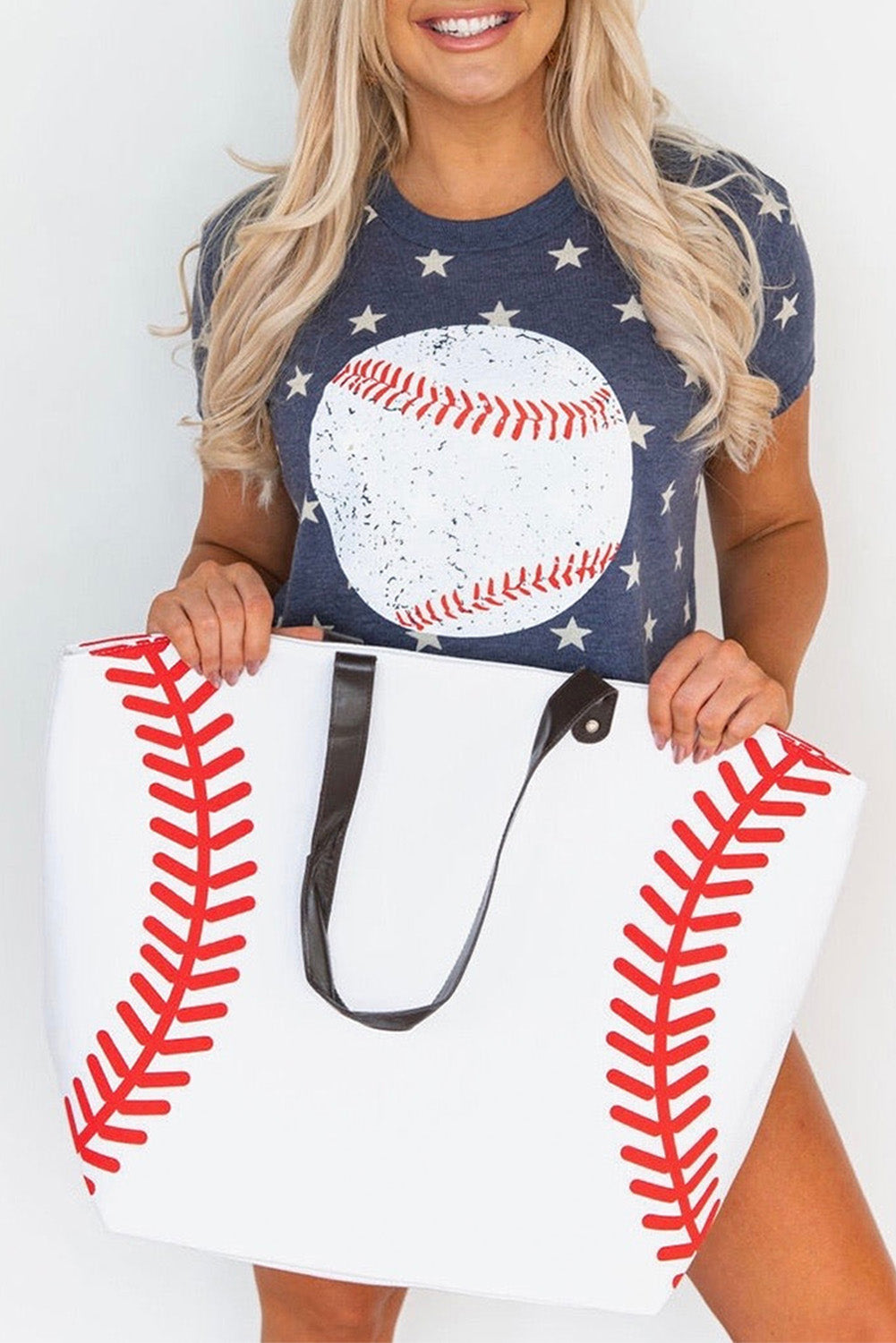 Baseball Canvas Large Tote Bag