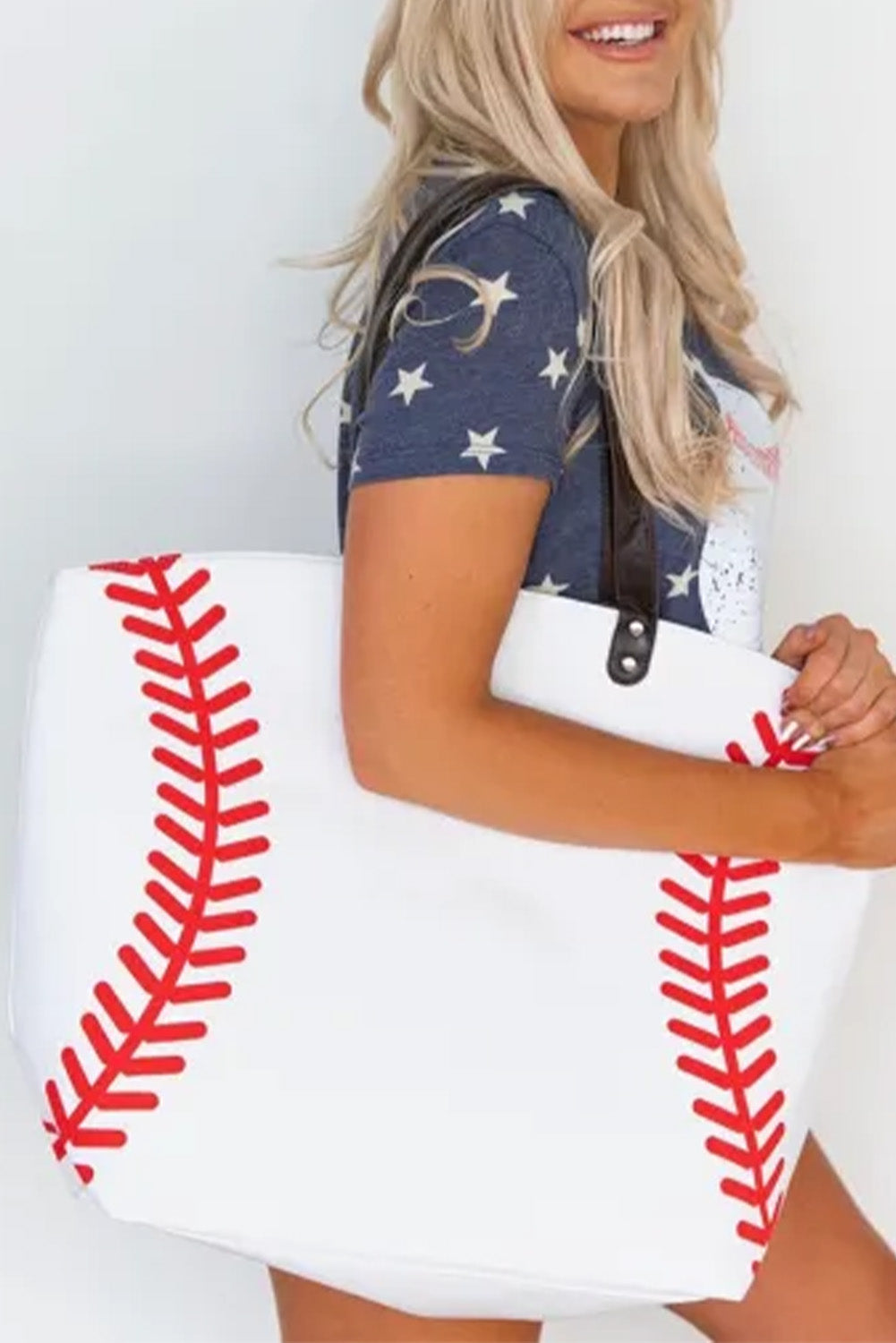 Baseball Canvas Large Tote Bag