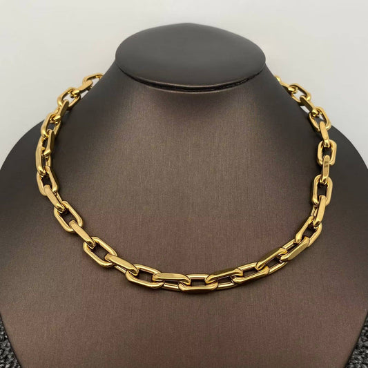 18K Gold Plated Stainless Steel Thick Chain Necklace - FGS