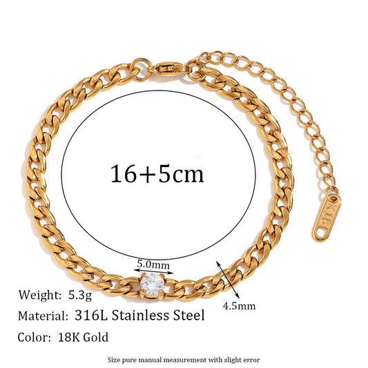 Multi Style 18K Gold Plated Steel Chain Bracelets - FGS