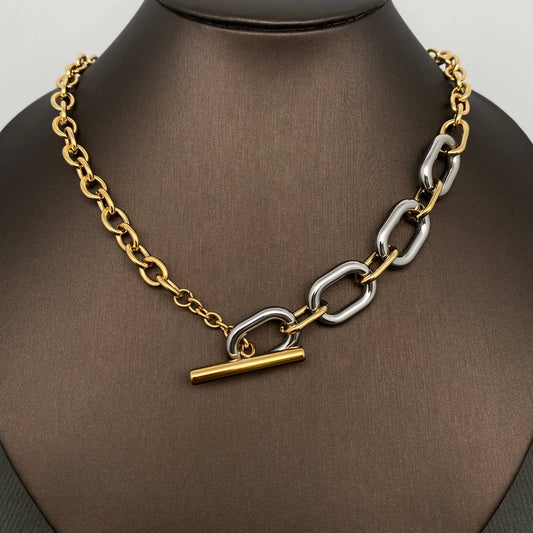 Two Tone 18K Gold Plated S.Steel Chain Necklace - FGS