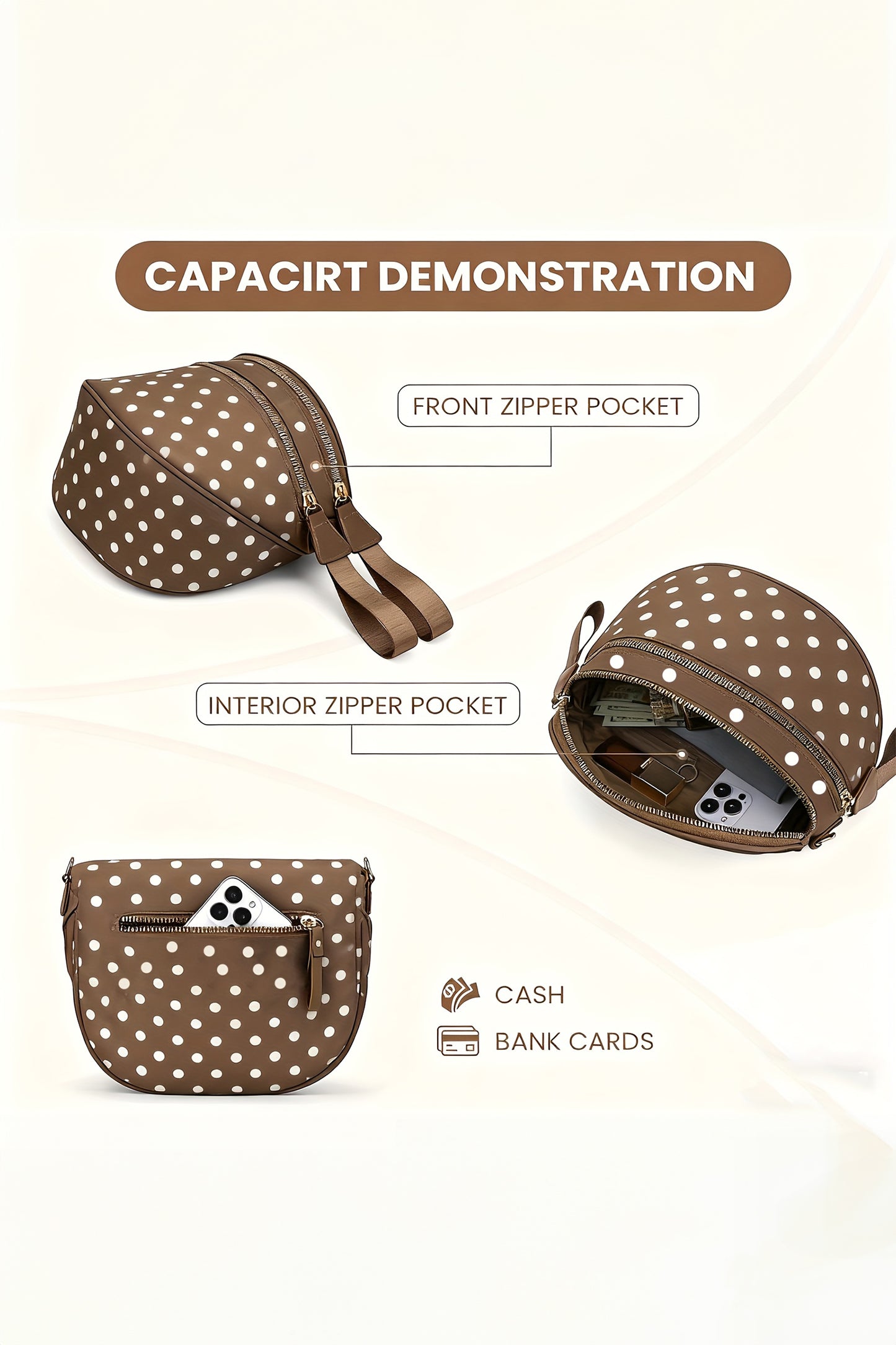 Double Zip Fashion Crossbody Bag
