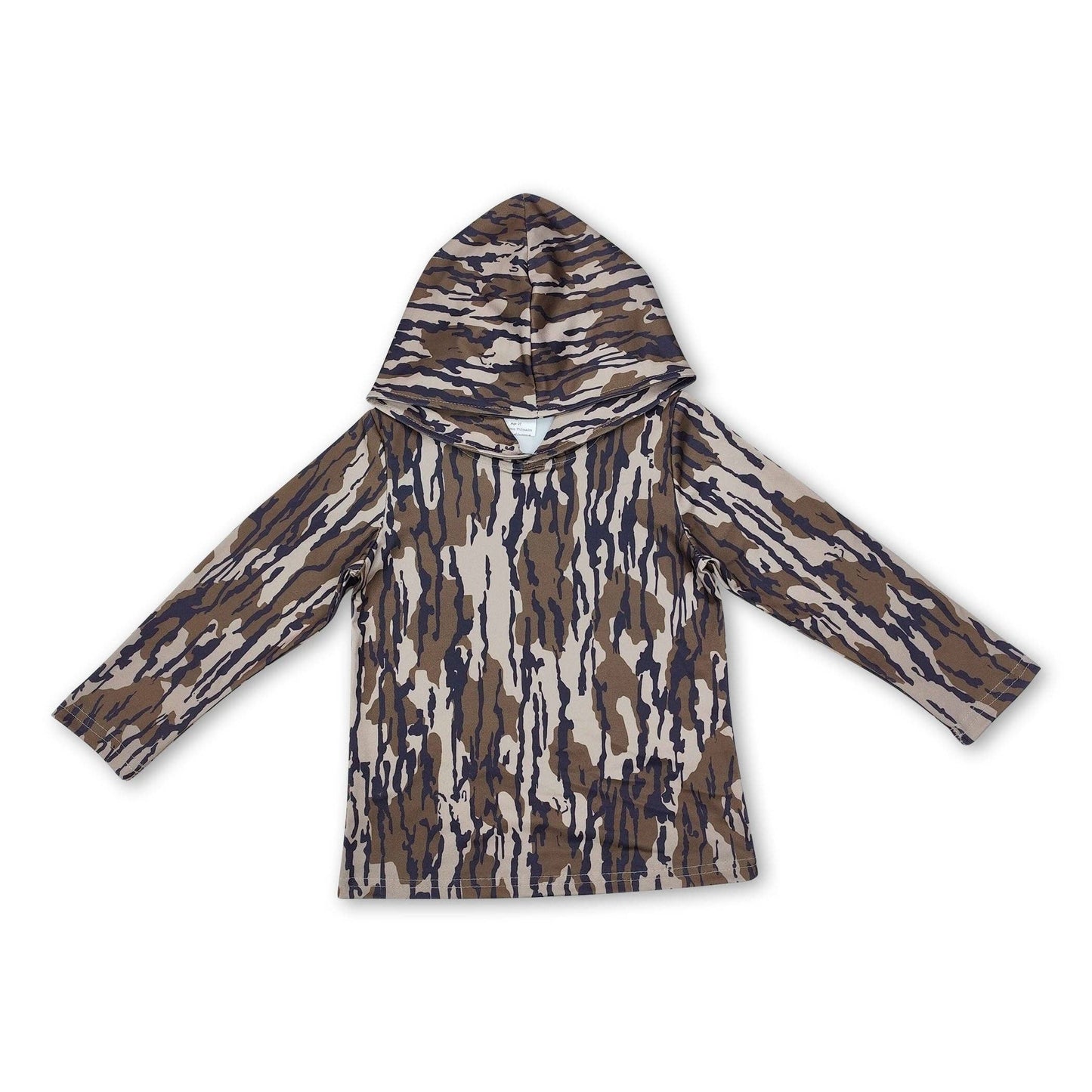Long sleeves olive camouflage kids boys hoodie