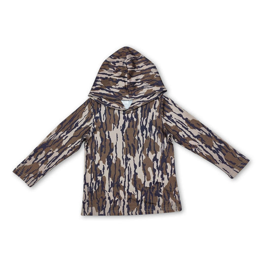 Long sleeves olive camouflage kids boys hoodie