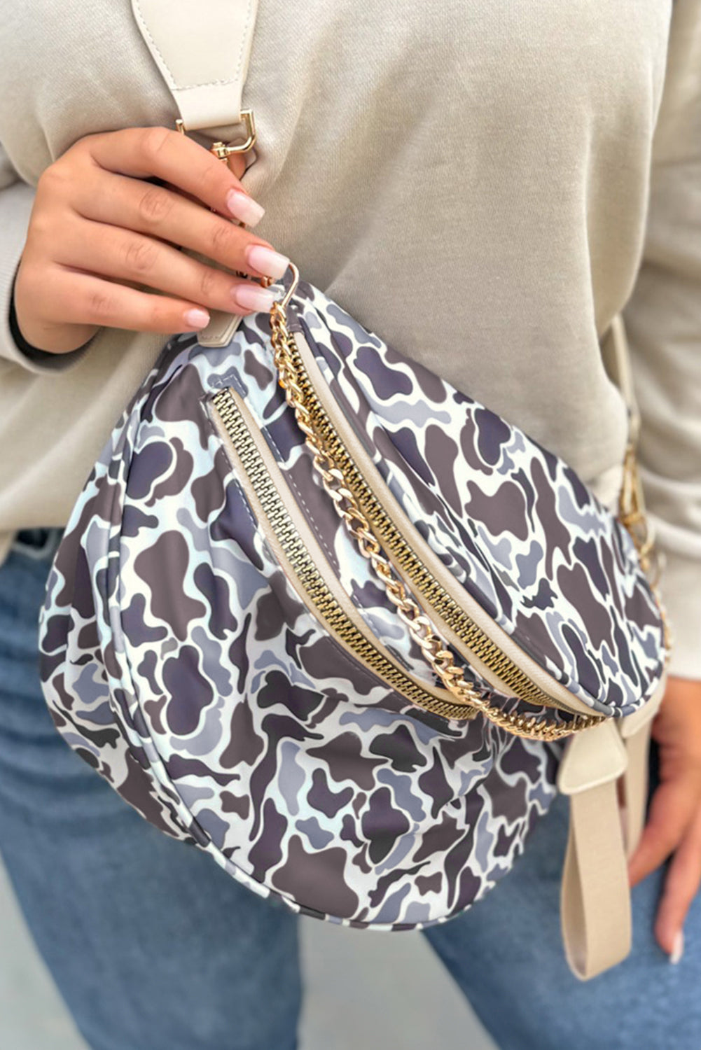 Double Zip Fashion Crossbody Bag