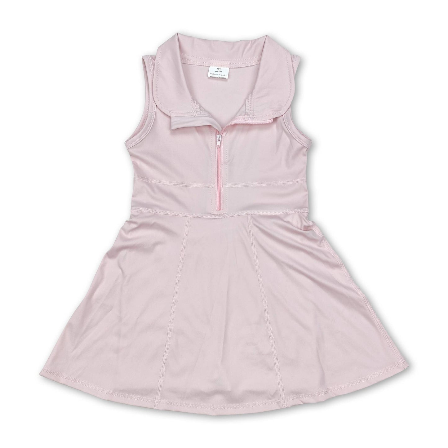 Blue sleeveless zipper athletic dress with shorts