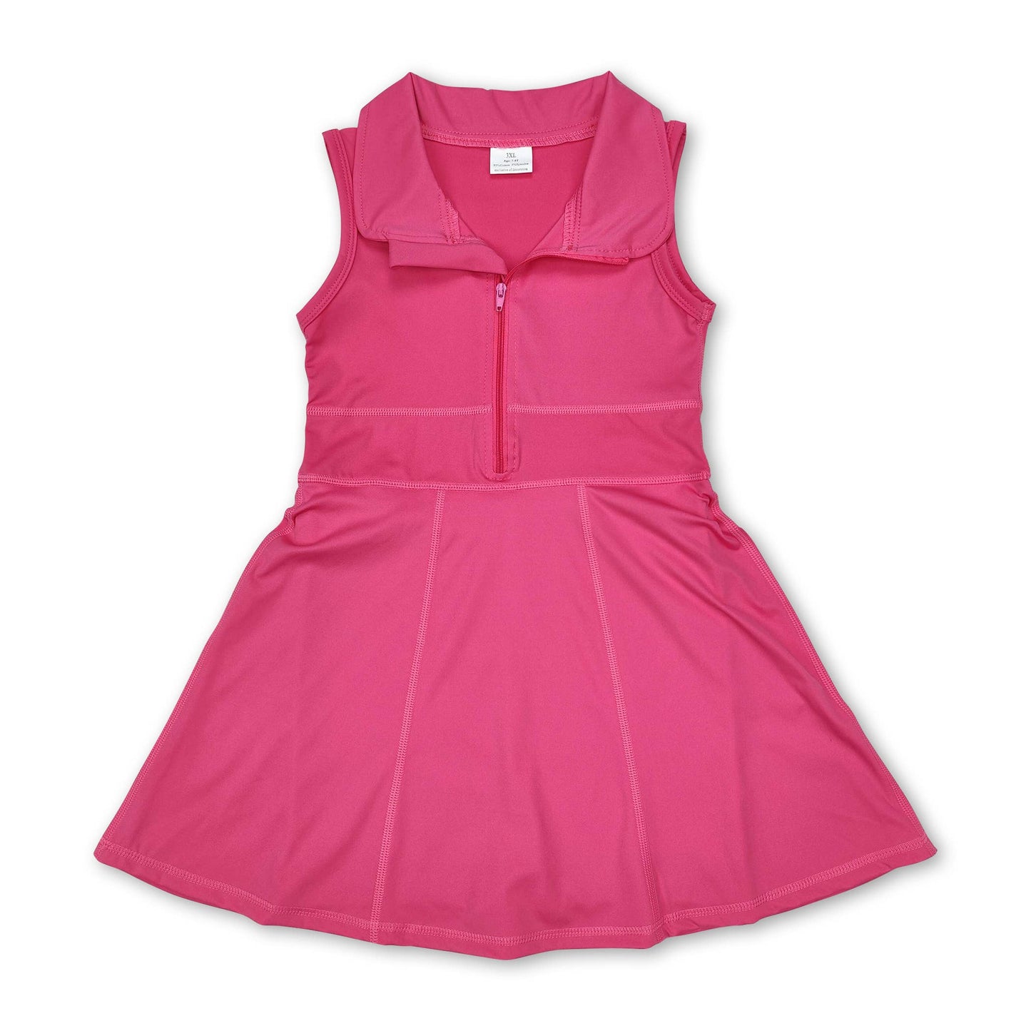 Blue sleeveless zipper athletic dress with shorts