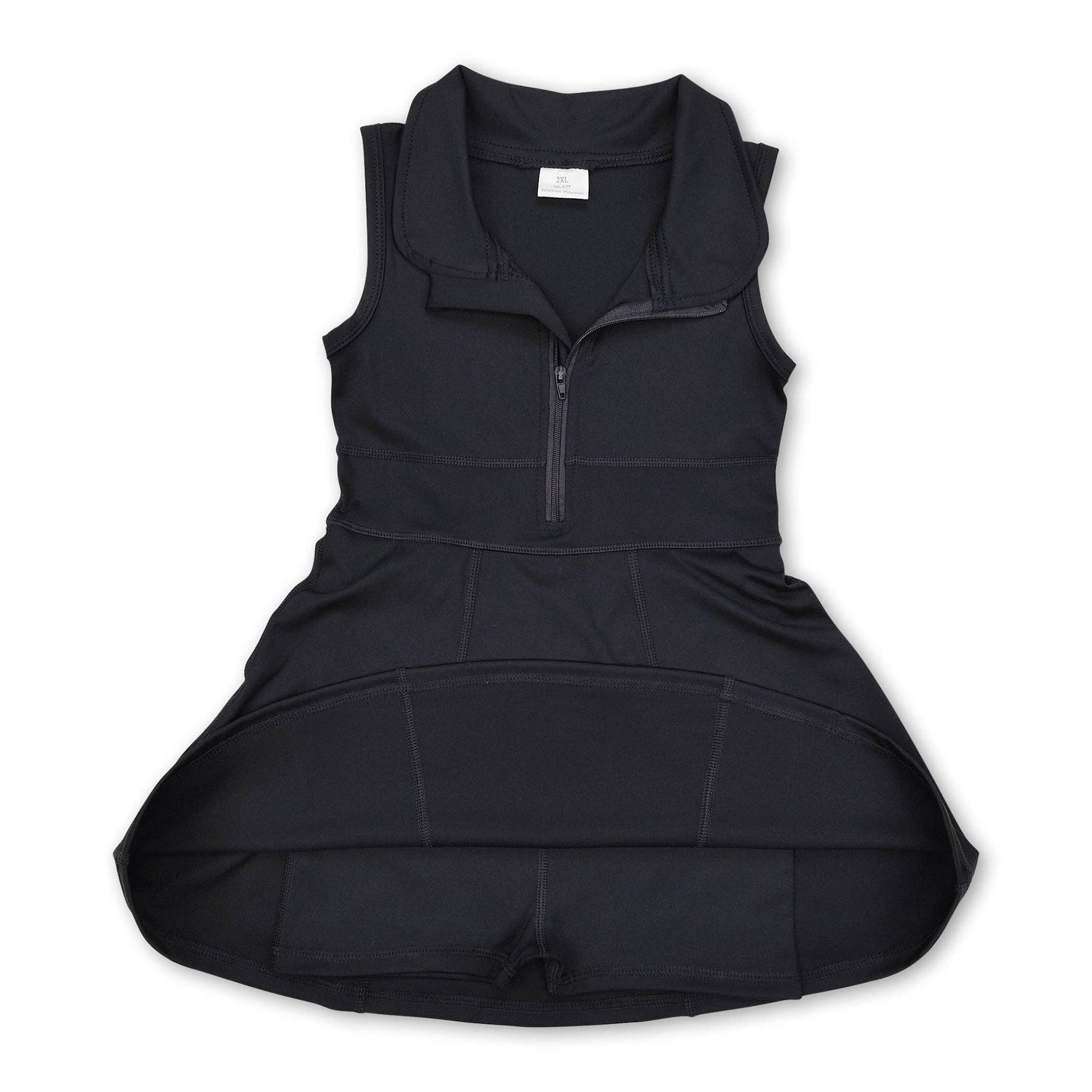 Blue sleeveless zipper athletic dress with shorts