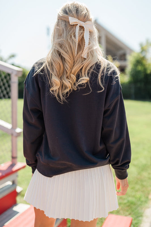 Black Chenille Game Day Graphic Sweatshirt
