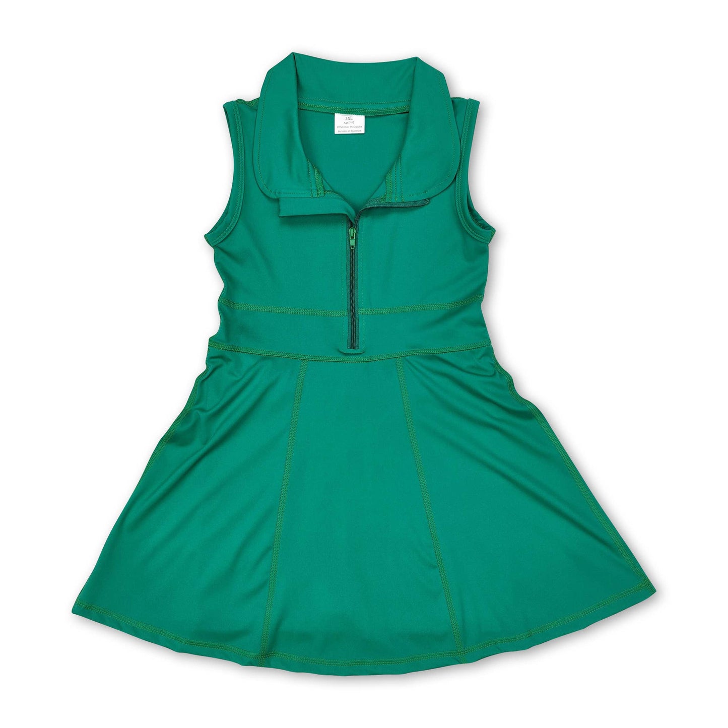 Blue sleeveless zipper athletic dress with shorts